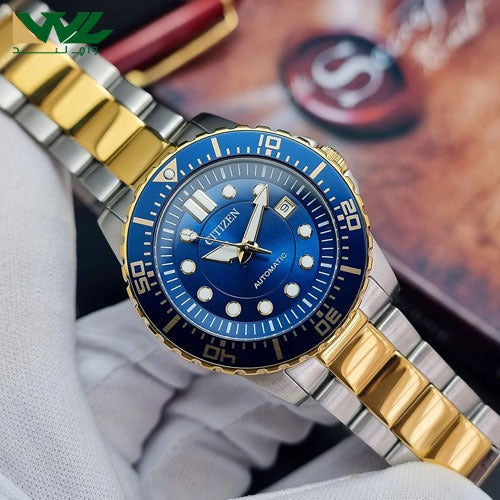 Citizen Mechanical Automatic Blue Dial Two Tone Steel Strap Watch for Men - NJ0174-82L