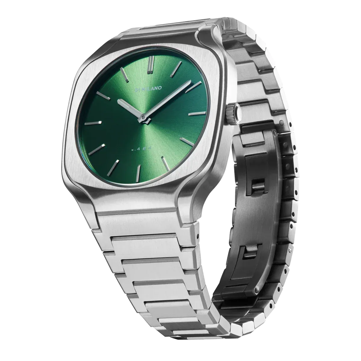 D1 Milano Square Eden Green Dial Silver Steel Strap Watch for Men - D1-SQBJ06