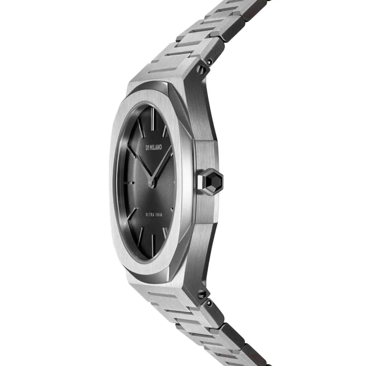 D1 Milano Ultra Thin Black Dial Silver Steel Strap Watch for Women - D1-UTBL05