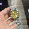 Seiko 5 Sports Automatic Gold Dial Silver Steel Strap Watch for Men - SRPL59K1