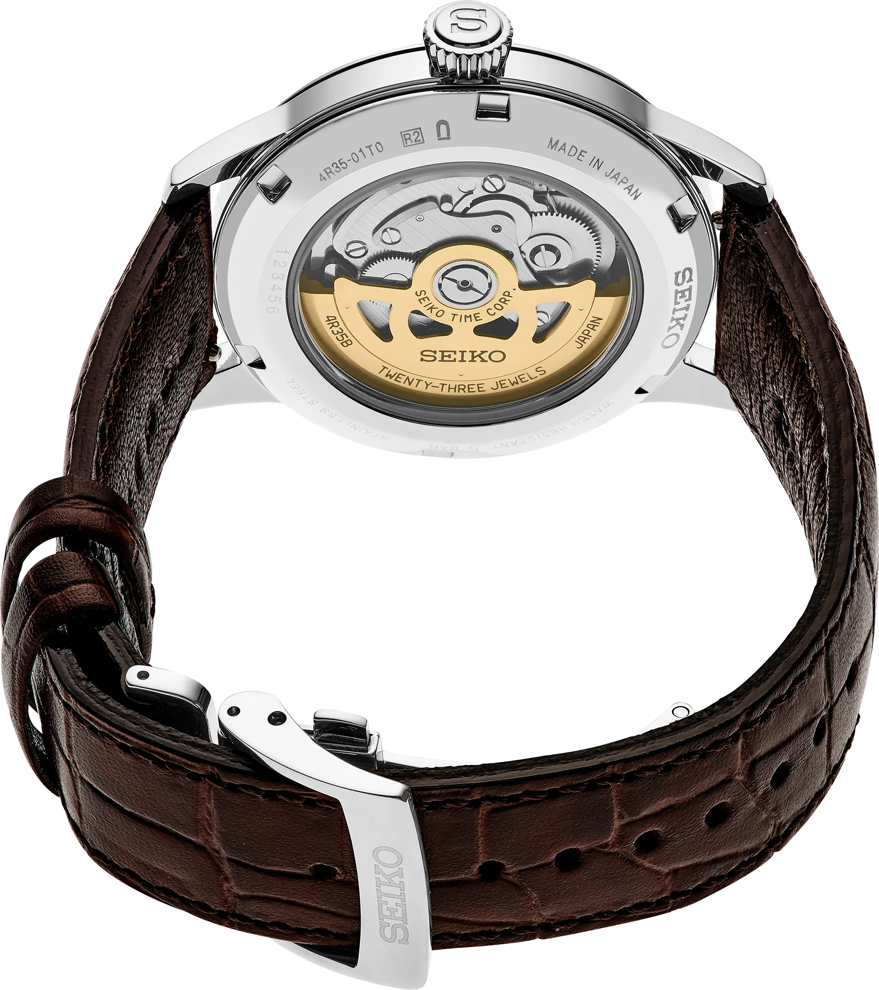 Seiko Presage Cocktail Time Automatic Blue Dial Brown Leather Strap Watch for Men - SRPK15K1