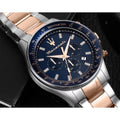 Maserati SFIDA Chronograph Blue Dial Two Tone Steel Strap Watch for Men - R8873640022