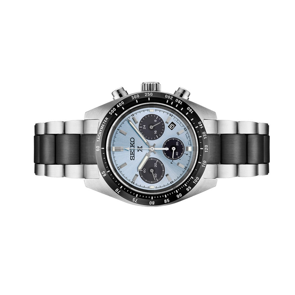 Seiko Prospex Speedtimer Solar Chronograph Limited Edition Blue Dial Two Tone Steel Strap Watch for Men - SSC909