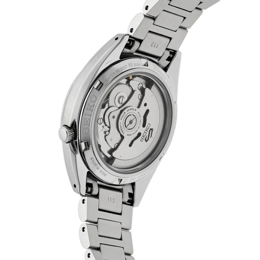 Seiko 5 Sports SNXS Automatic Gold Dial Silver Steel Strap Watch for Men - SRPL59K1