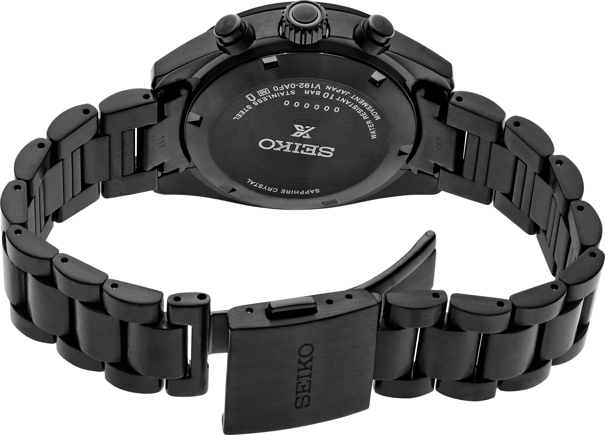 Seiko Prospex Speedtimer The Black Series Limited Edition Black Dial Black Steel Strap Watch for Men - SSC917