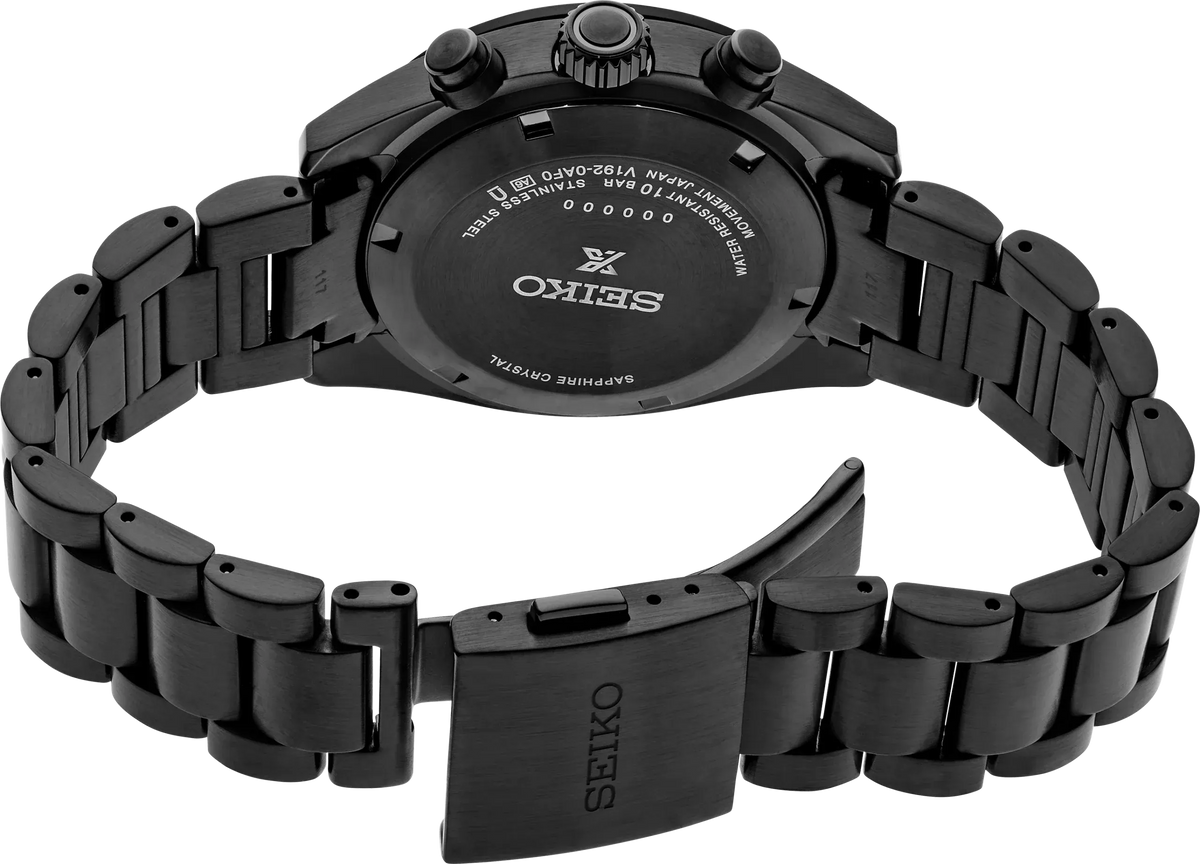 Seiko Prospex Speedtimer The Black Series Limited Edition Black Dial Black Steel Strap Watch for Men - SSC917