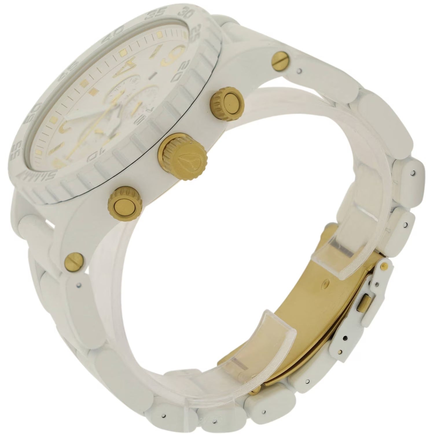 Nixon 51-30 Chronograph White Dial White Steel Strap Watch for Men - A083-1035