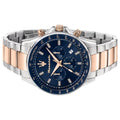 Maserati SFIDA Chronograph Blue Dial Two Tone Steel Strap Watch for Men - R8873640022