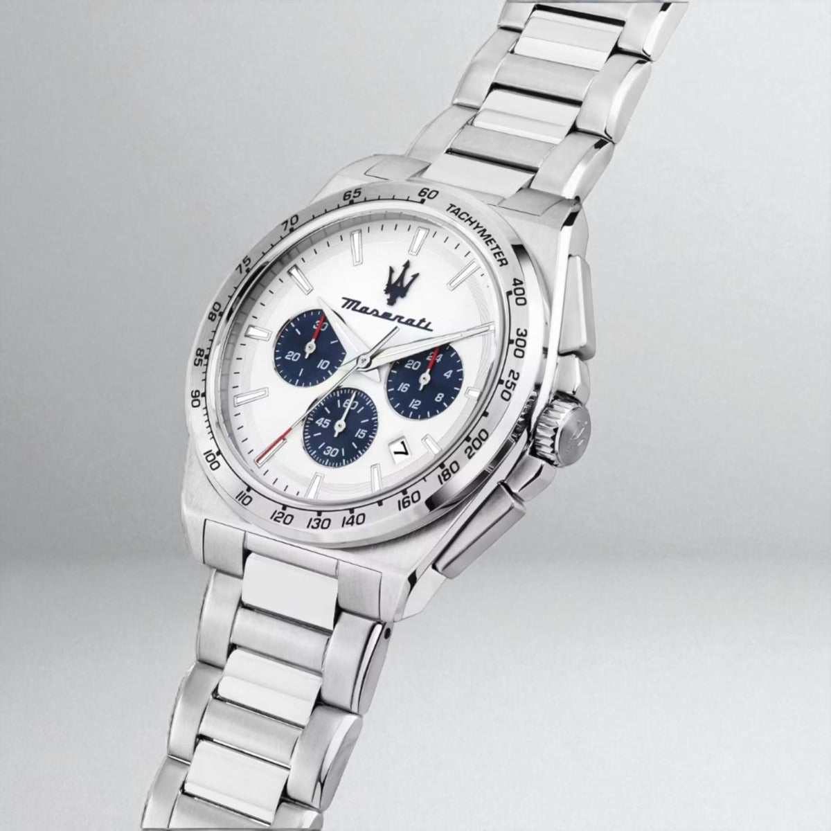 Maserati Velocità Chronograph White Dial Silver Steel Strap Watch for Men - R8873652007