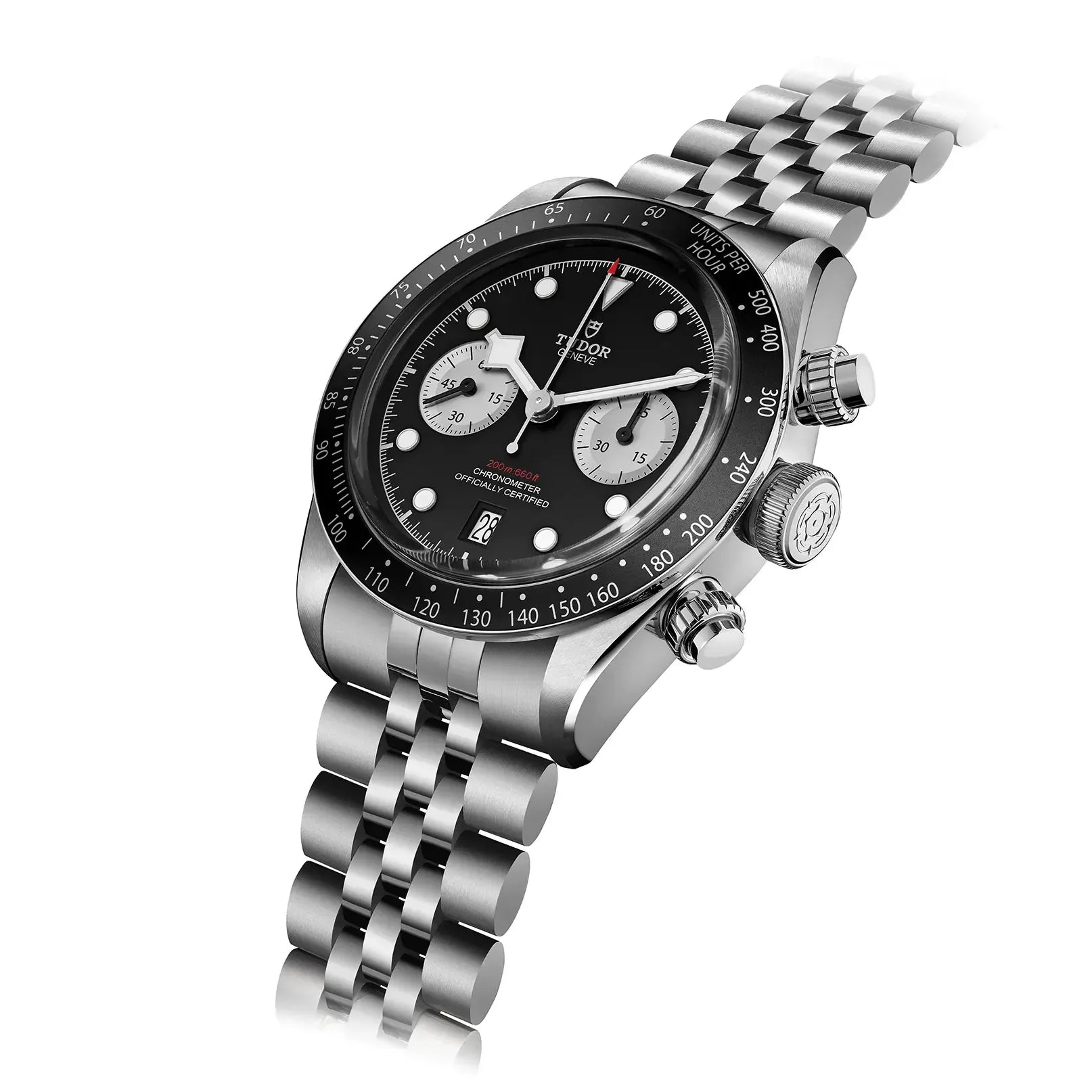 Tudor Black Bay Chrono Black Dial Silver Steel Strap Watch for Men - M79360N-0013