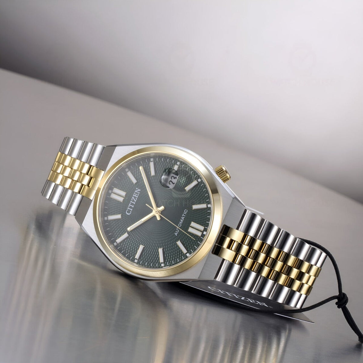 Citizen Tsuyosa 60 Automatic Green Dial Two Tone Steel Strap Watch for Men - NK0024-54X