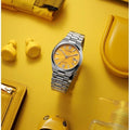 Citizen Tsuyosa Automatic Yellow Dial Silver Steel Strap Watch for Men - NJ0150-56Z