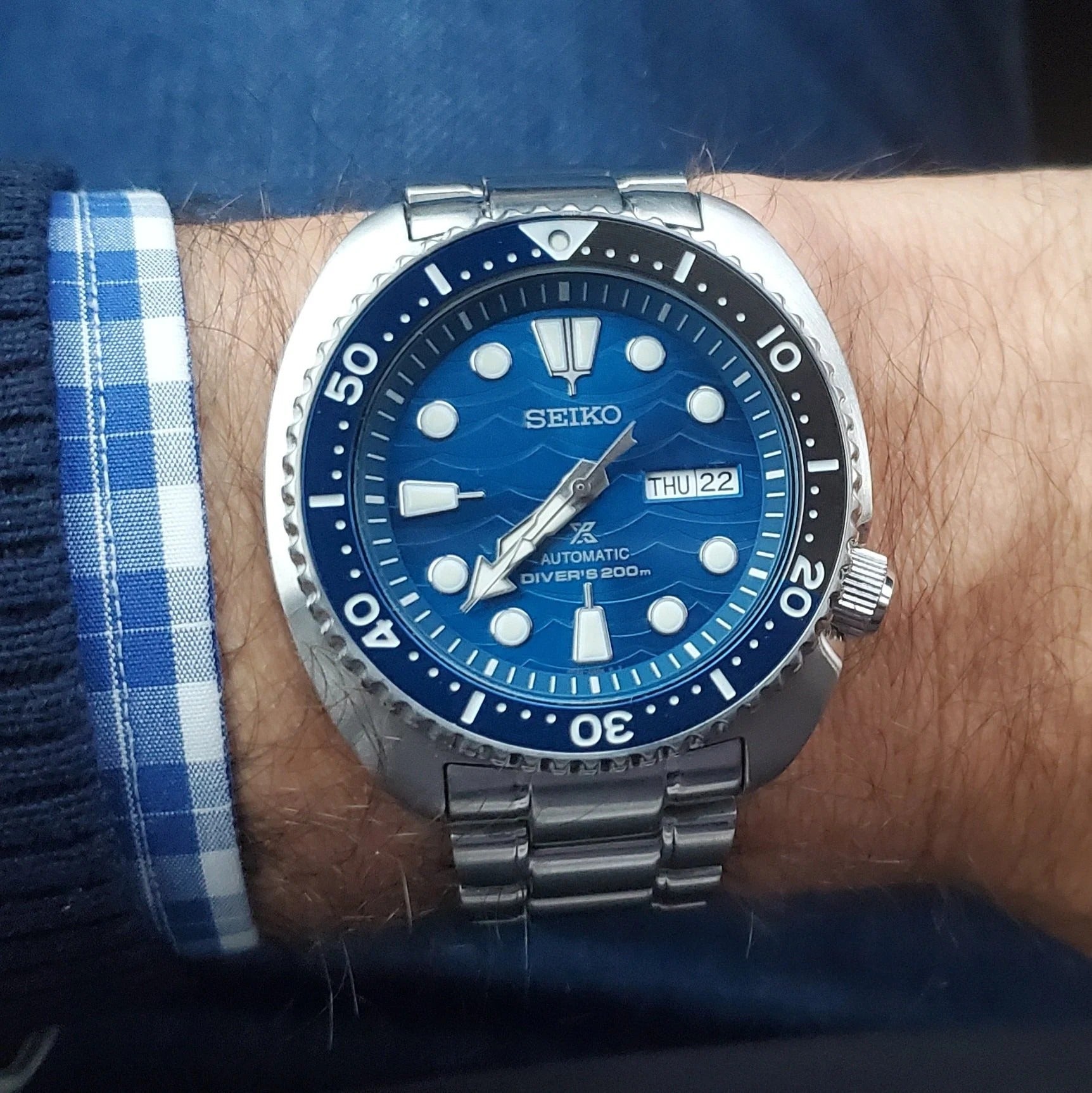 Seiko Prospex Save The Ocean Diver's Automatic Blue Dial Silver Steel Strap Watch for Men - SRPD21J1