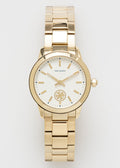Tory Burch Collins White Dial Gold Steel Strap Watch for Women - TBW1300