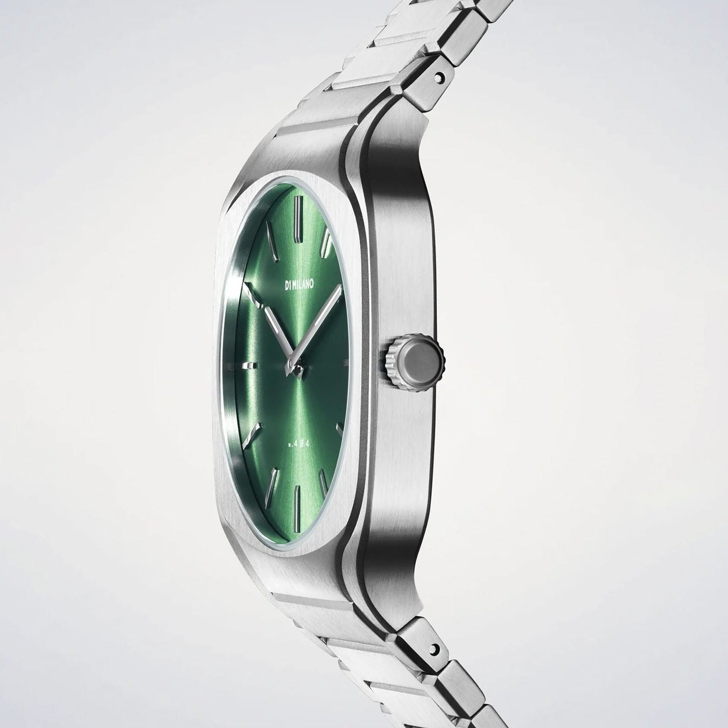 D1 Milano Square Eden Green Dial Silver Steel Strap Watch for Men - D1-SQBJ06