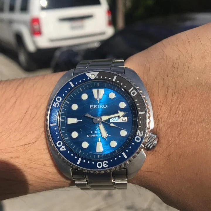 Seiko Prospex Save The Ocean Diver's Automatic Blue Dial Silver Steel Strap Watch for Men - SRPD21J1