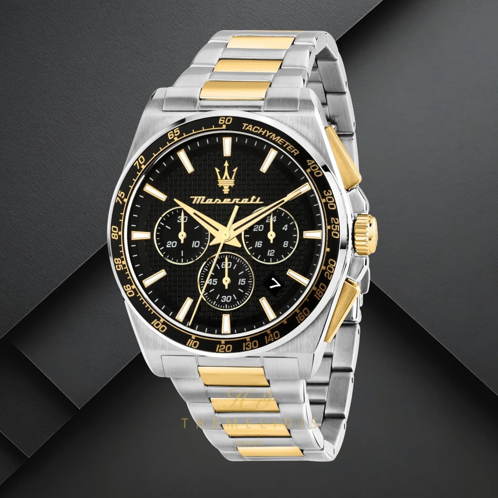 Maserati Velocità Chronograph Black Dial Two Tone Steel Strap Watch for Men - R8873652003