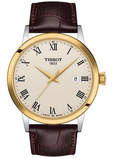 Tissot Classic Dream Ivory Dial Brown Leather Strap Watch for Men - T129.410.26.263.00