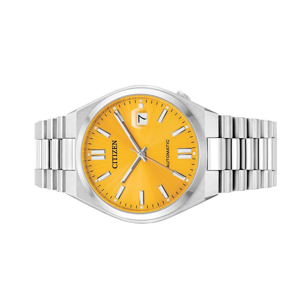 Citizen Tsuyosa Automatic Yellow Dial Silver Steel Strap Watch for Men - NJ0150-56Z