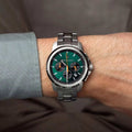 Maserati Successo Chronograph Green Dial Silver Steel Strap Watch for Men - R8873621043
