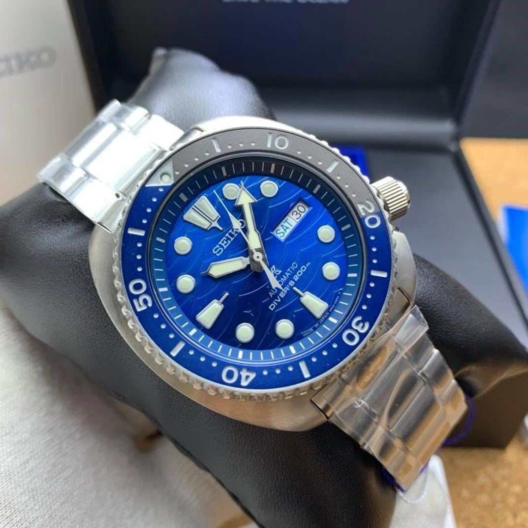 Seiko Prospex Save The Ocean Diver's Automatic Blue Dial Silver Steel Strap Watch for Men - SRPD21J1