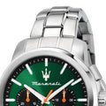Maserati Successo Chronograph Green Dial Silver Steel Strap Watch for Men - R8873621043