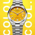 Citizen Tsuyosa Automatic Yellow Dial Silver Steel Strap Watch for Men - NJ0150-56Z