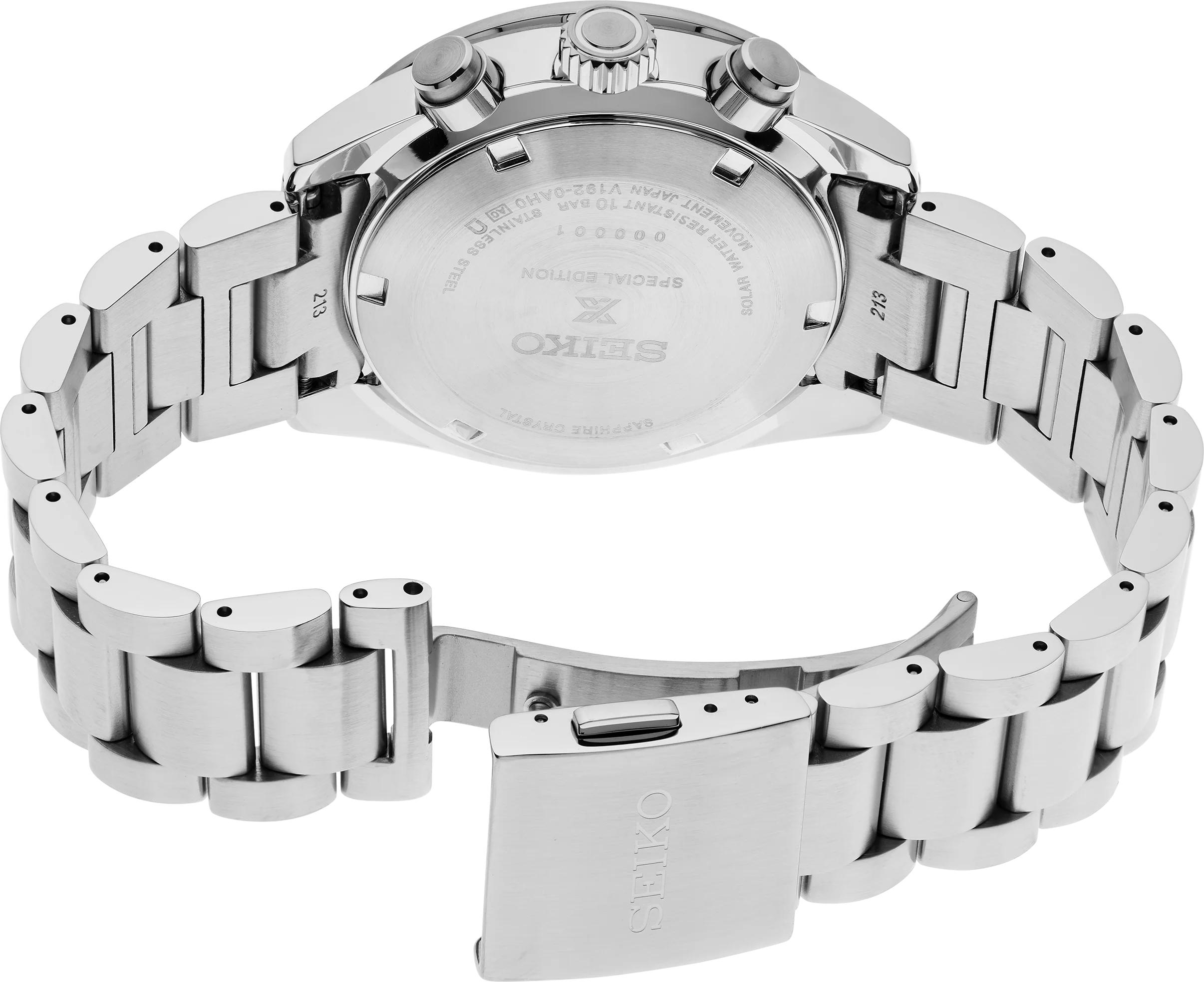 Seiko Prospex US Special Edition Speedtimer Solar Chronograph Red Dial Silver Steel Strap Watch for Men - SSC927