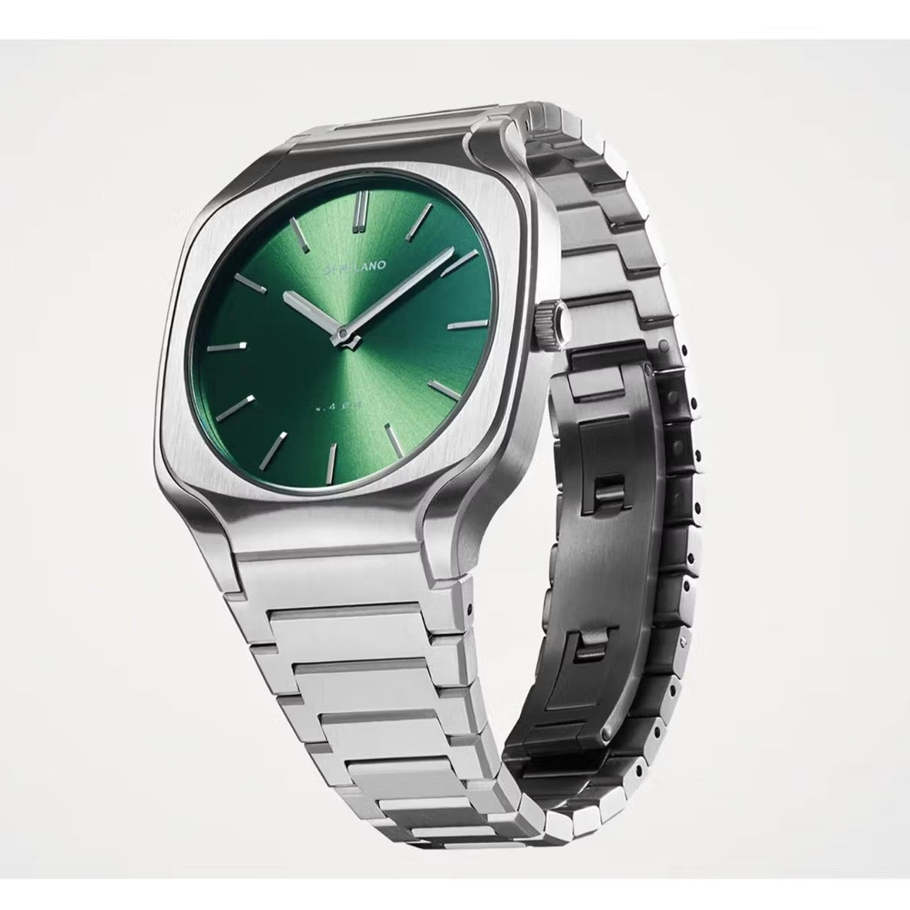 D1 Milano Square Eden Green Dial Silver Steel Strap Watch for Men - D1-SQBJ06