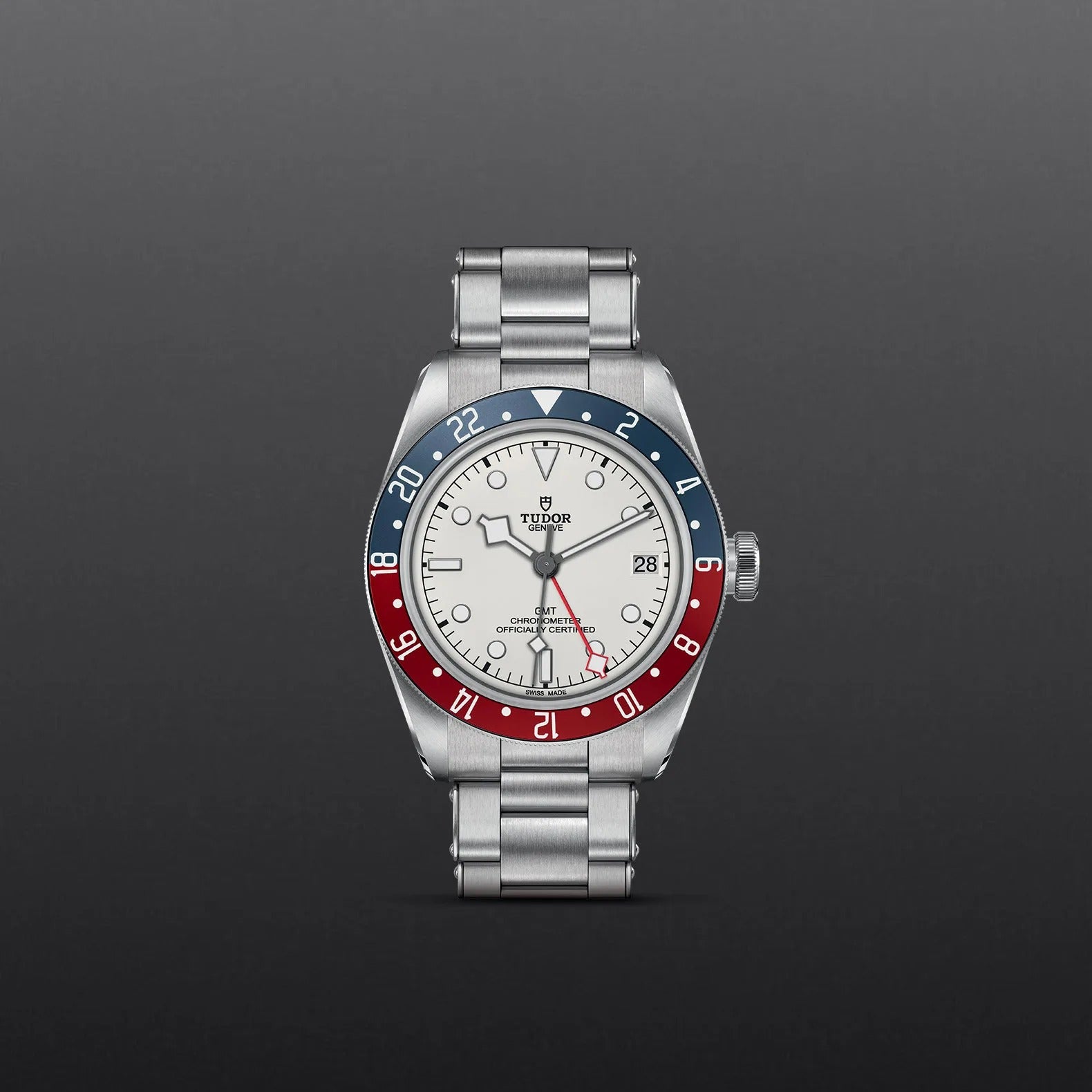 Tudor Black Bay GMT Silver Dial Silver Steel Strap Watch for Men - M79830RB-0010