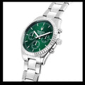 Maserati Competizione Chronograph Green Dial Silver Steel Strap Watch for Men - R8853100044
