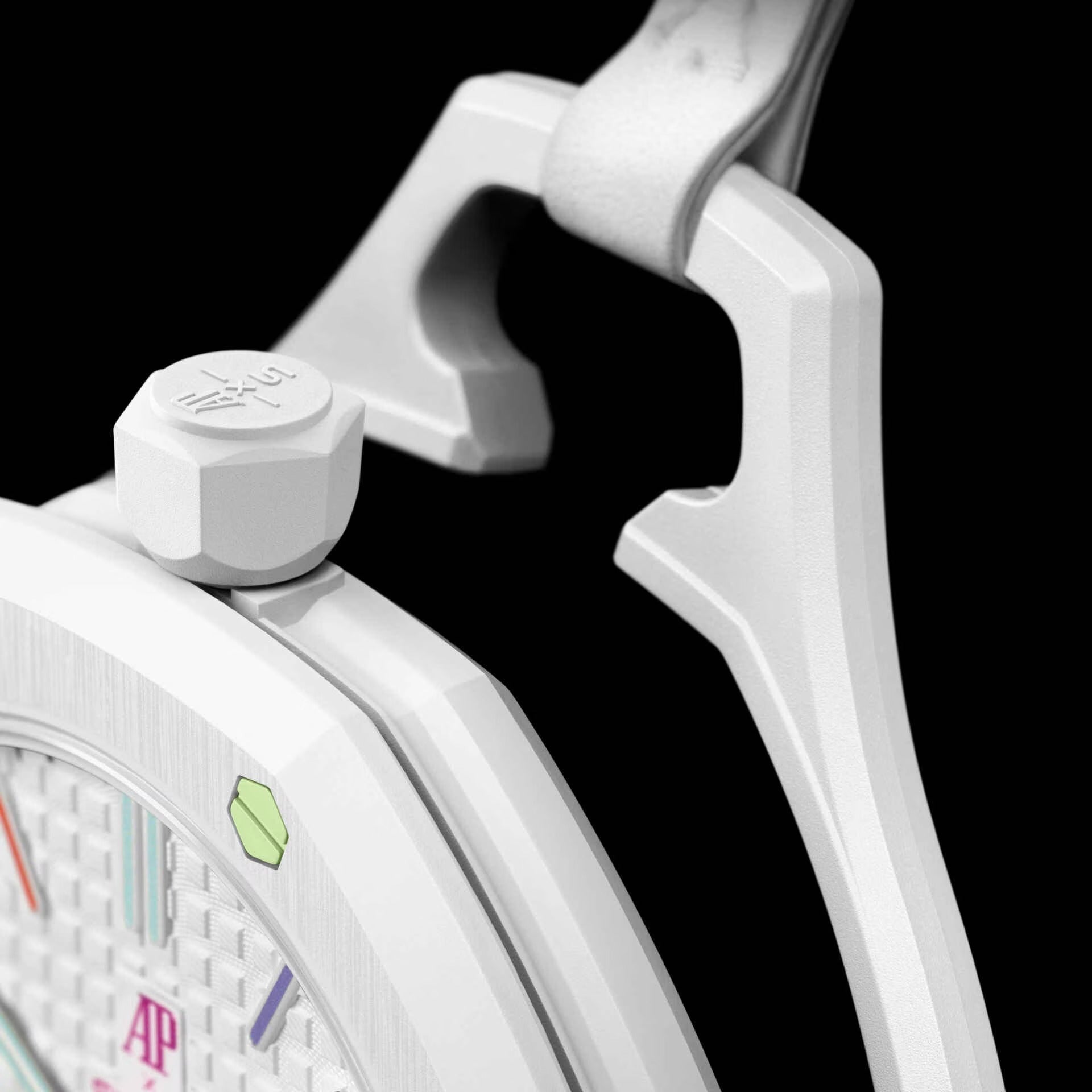 Swatch x AP Royal Pop White Dial White Leather Lanyard Watch for Men - Huit Blanc