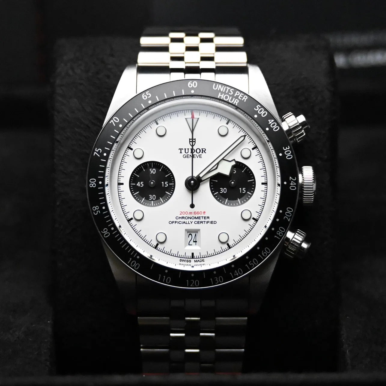 Tudor Black Bay Chrono Silver Dial Silver Steel Strap Watch for Men - M79360N-0014
