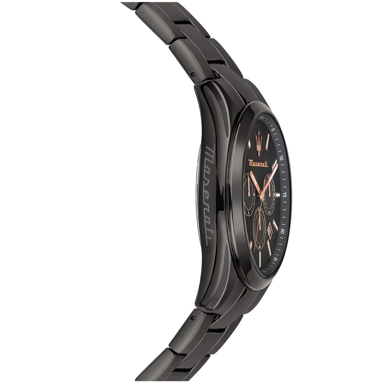 Maserati Attrazione Chronograph Black Dial Black Steel Strap Watch for Men - R8853151001