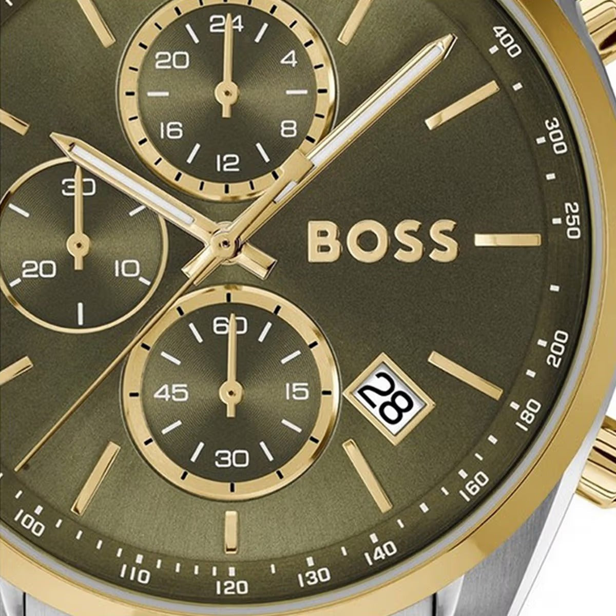 Hugo Boss Grand Prix Chronograph Grey Dial Two Tone Steel Strap Watch for Men - 1514252