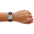 Emporio Armani Classic Crystals Silver Dial Black Leather Strap Watch for Women - AR11660