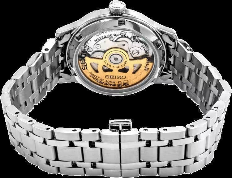 Seiko Presage Cocktail Time Automatic Green Dial Silver Steel Strap Watch for Men - SRPE15J1
