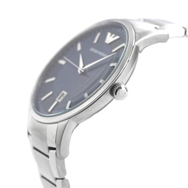 Emporio Armani Renato Blue Dial Silver Steel Strap Watch for Men - AR11180