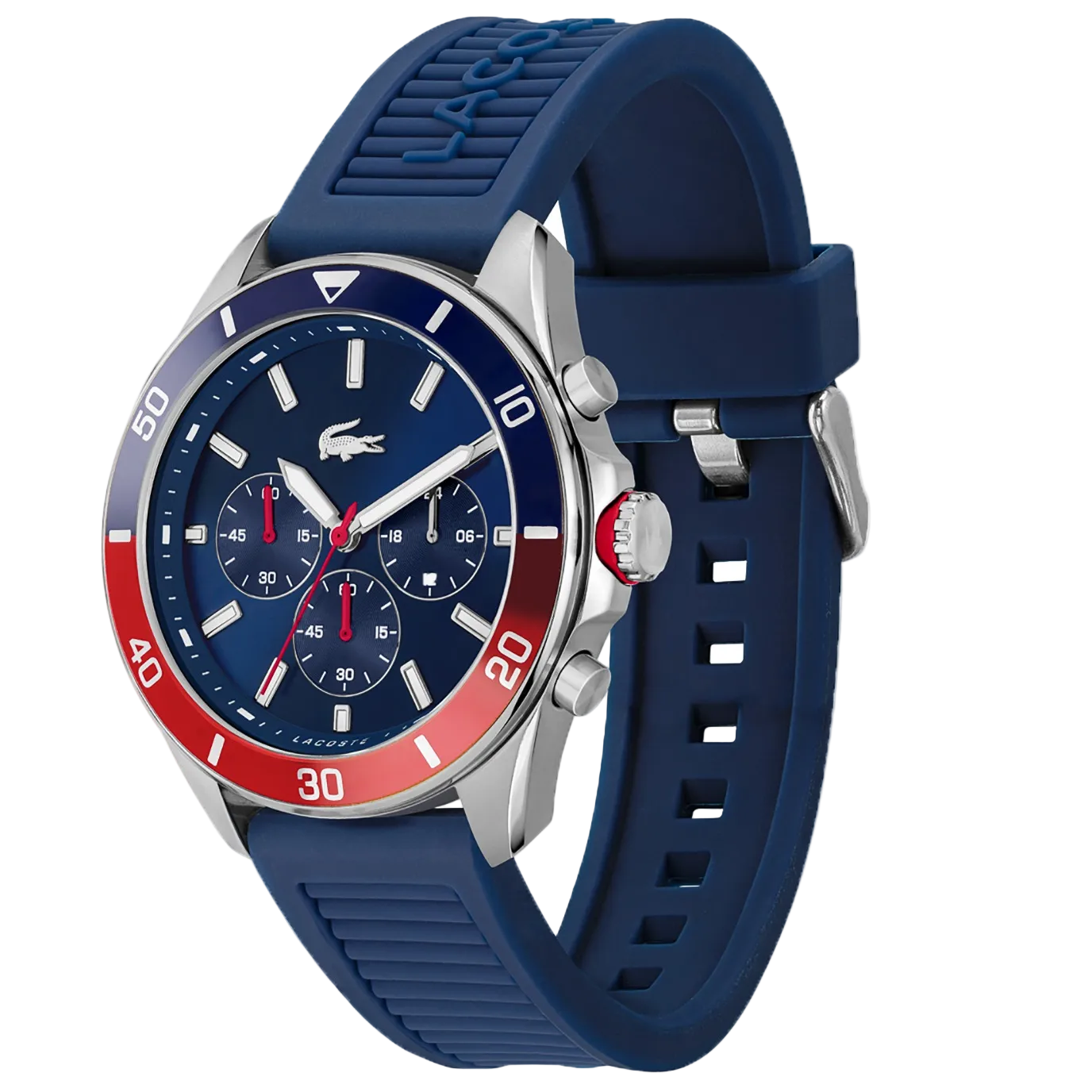 Lacoste Tiebreaker Chronograph Blue Dial Blue Silicon Strap Watch for Men - 2011154