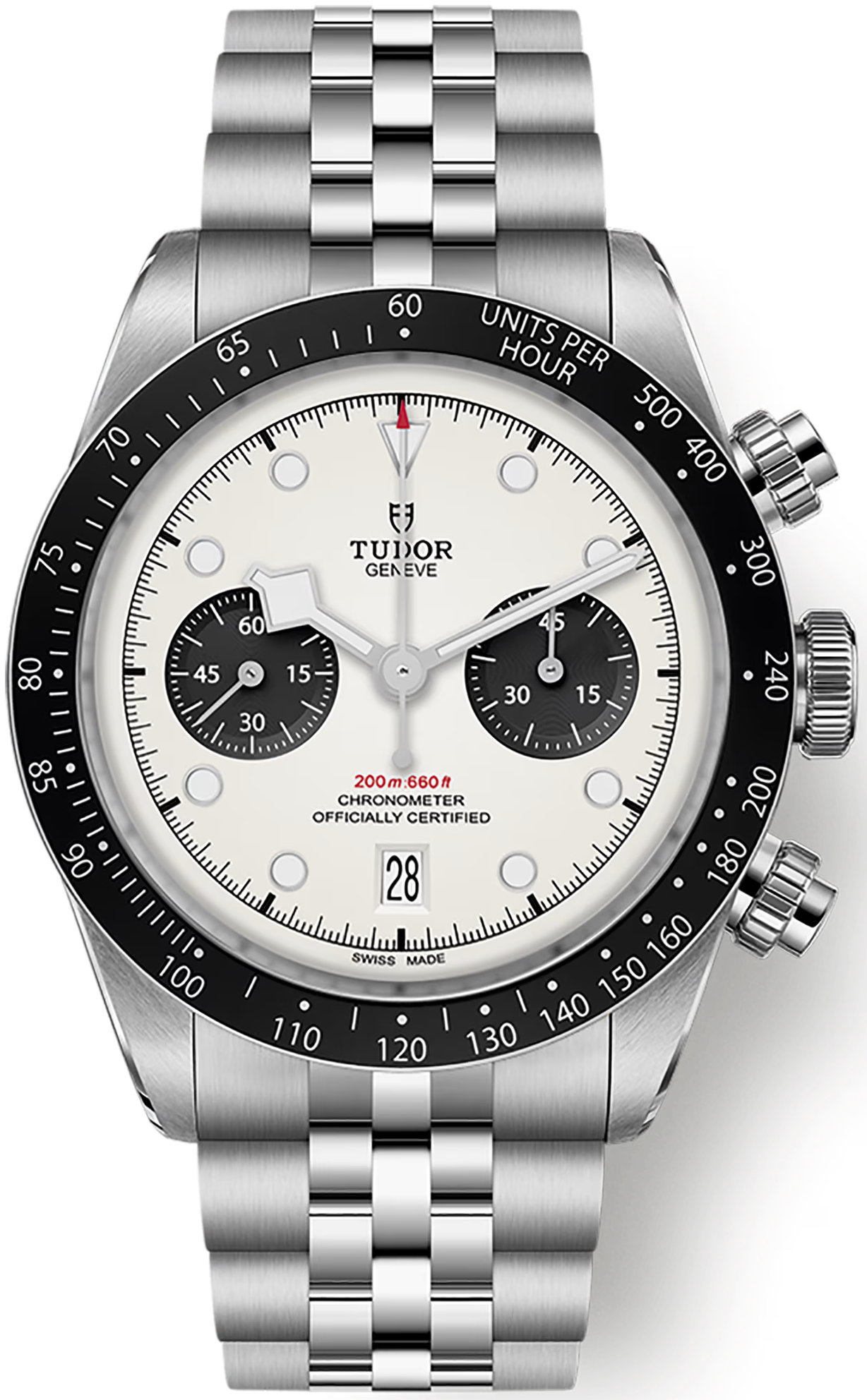 Tudor Black Bay Chrono Silver Dial Silver Steel Strap Watch for Men - M79360N-0014