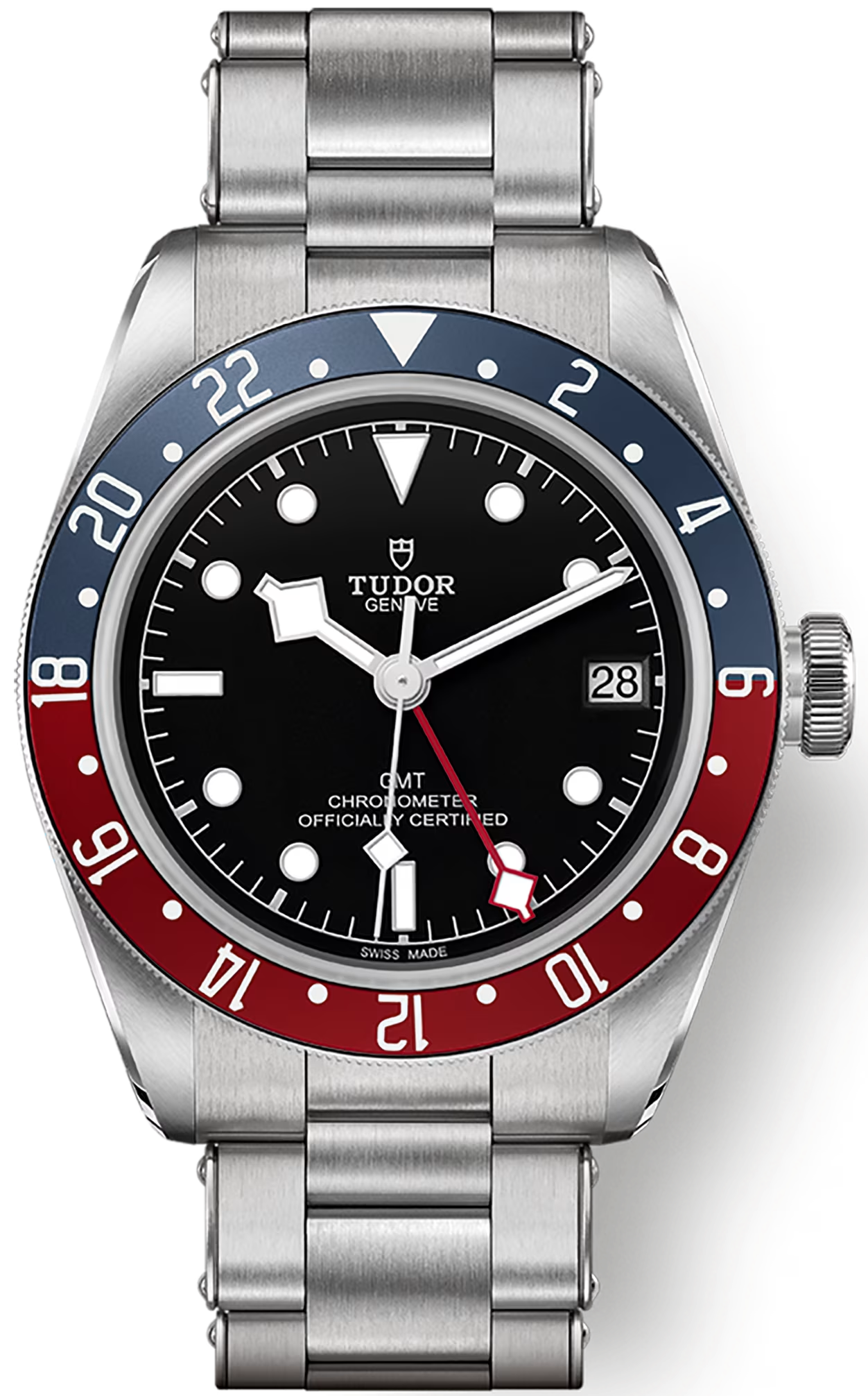 Tudor Black Bay GMT Black Dial Silver Steel Strap Watch for Men - M79830RB-0001