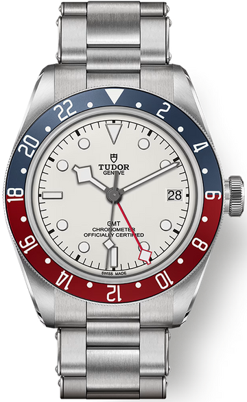 Tudor Black Bay GMT Silver Dial Silver Steel Strap Watch for Men - M79830RB-0010