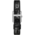 Emporio Armani Classic Crystals Silver Dial Black Leather Strap Watch for Women - AR11660