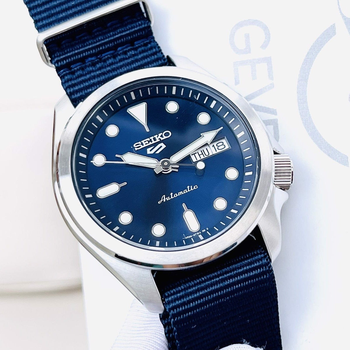 Seiko 5 Sports Automatic Blue Dial Blue Nylon Strap Watch for Men - SRPE63K1