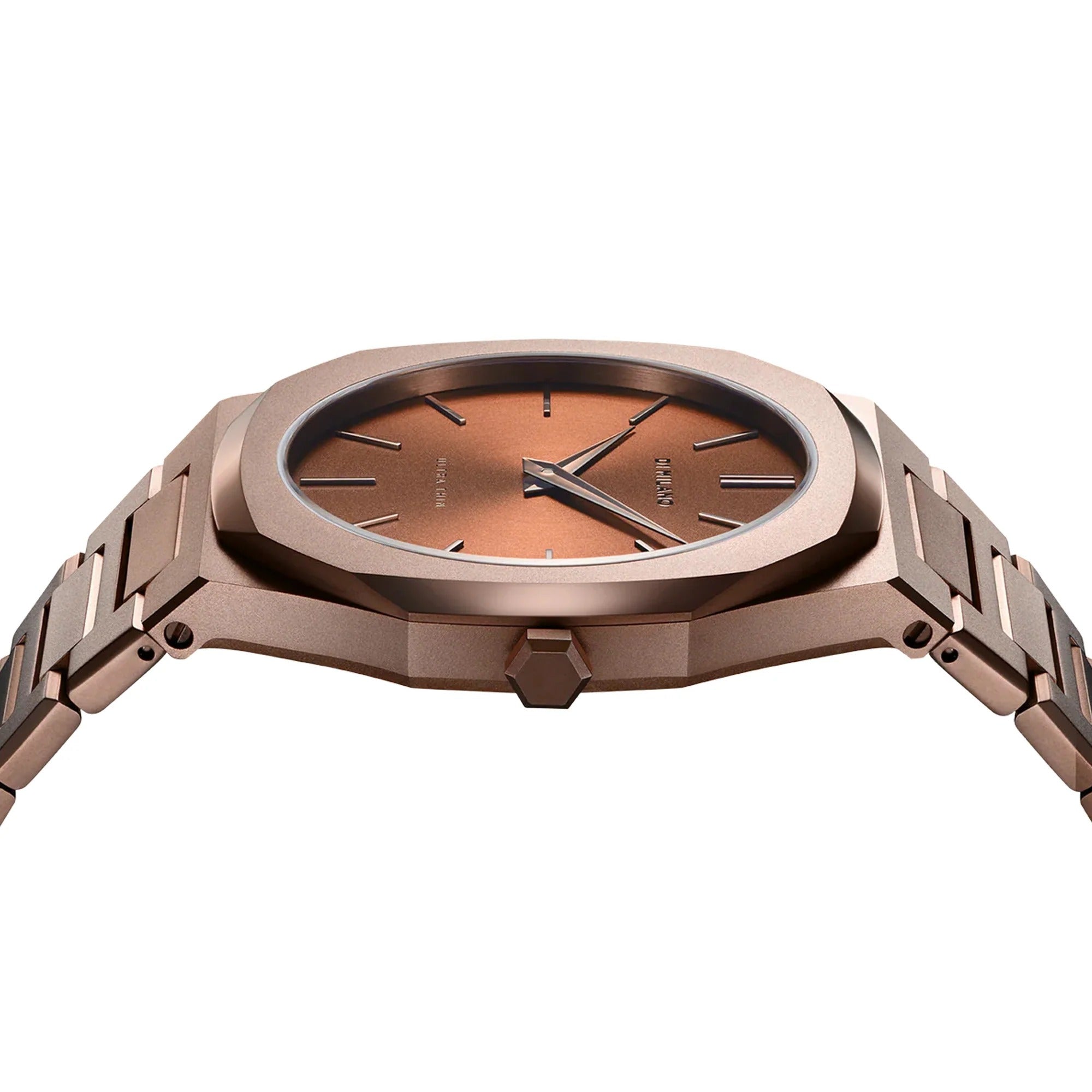 D1 Milano Ultra Thin Brown Dial Brown Steel Strap Watch for Women - D1-UTBL38