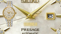 Seiko Presage Cocktail Time Automatic Diamonds White Dial Two Tone Steel Strap Watch for Women - SRE010J1