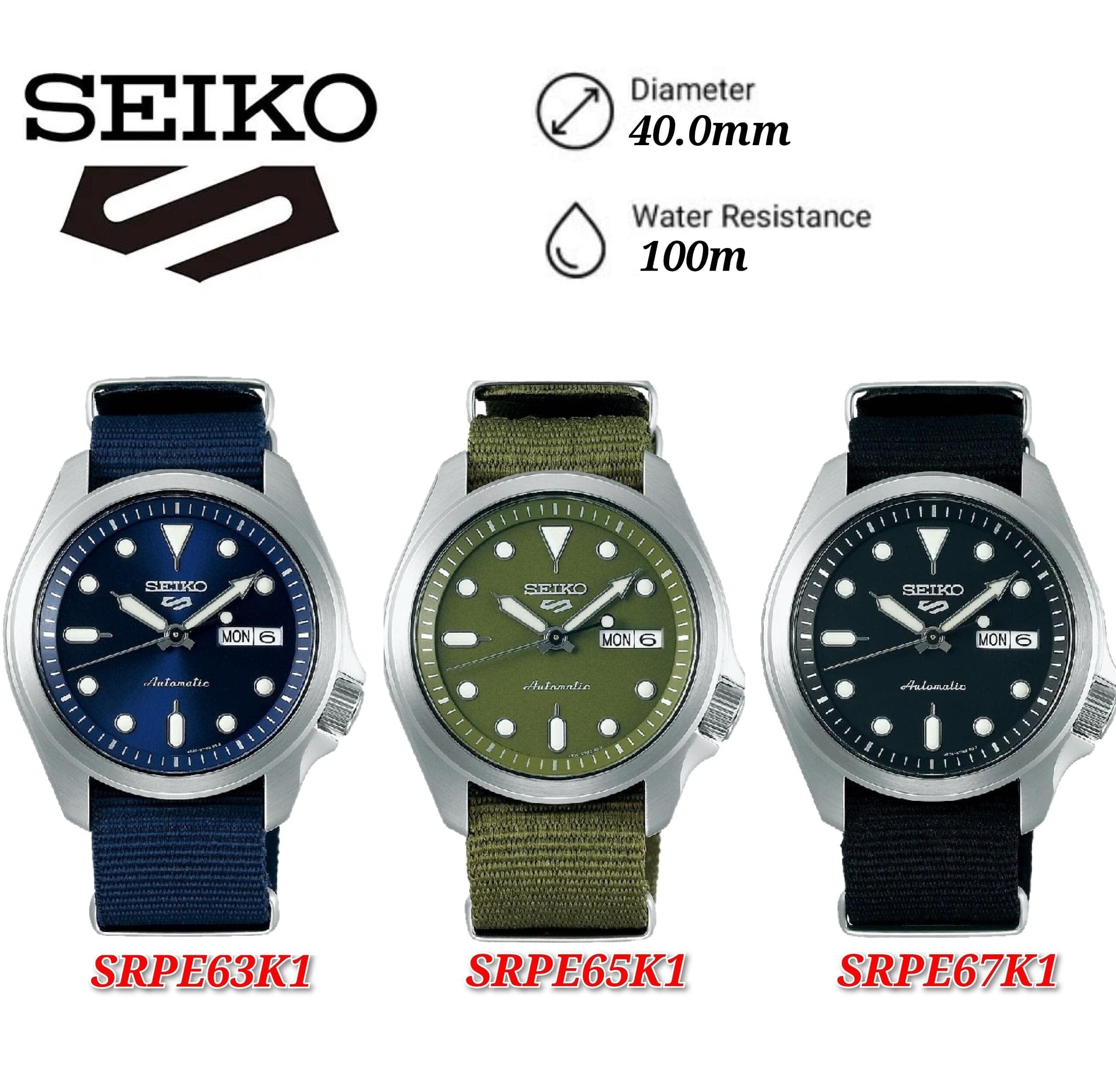 Seiko 5 Sports Automatic Blue Dial Blue Nylon Strap Watch for Men - SRPE63K1