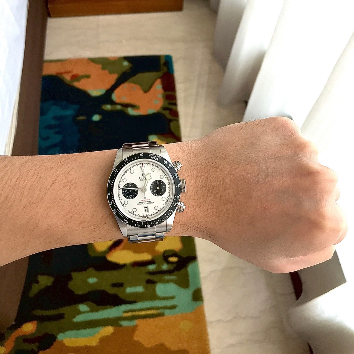 Tudor Black Bay Chrono Silver Dial Silver Steel Strap Watch for Men - M79360N-0014