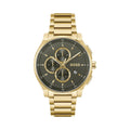 Hugo Boss Peak Chronograph Olive Green Dial Gold Steel Strap Watch for Men - 1514190