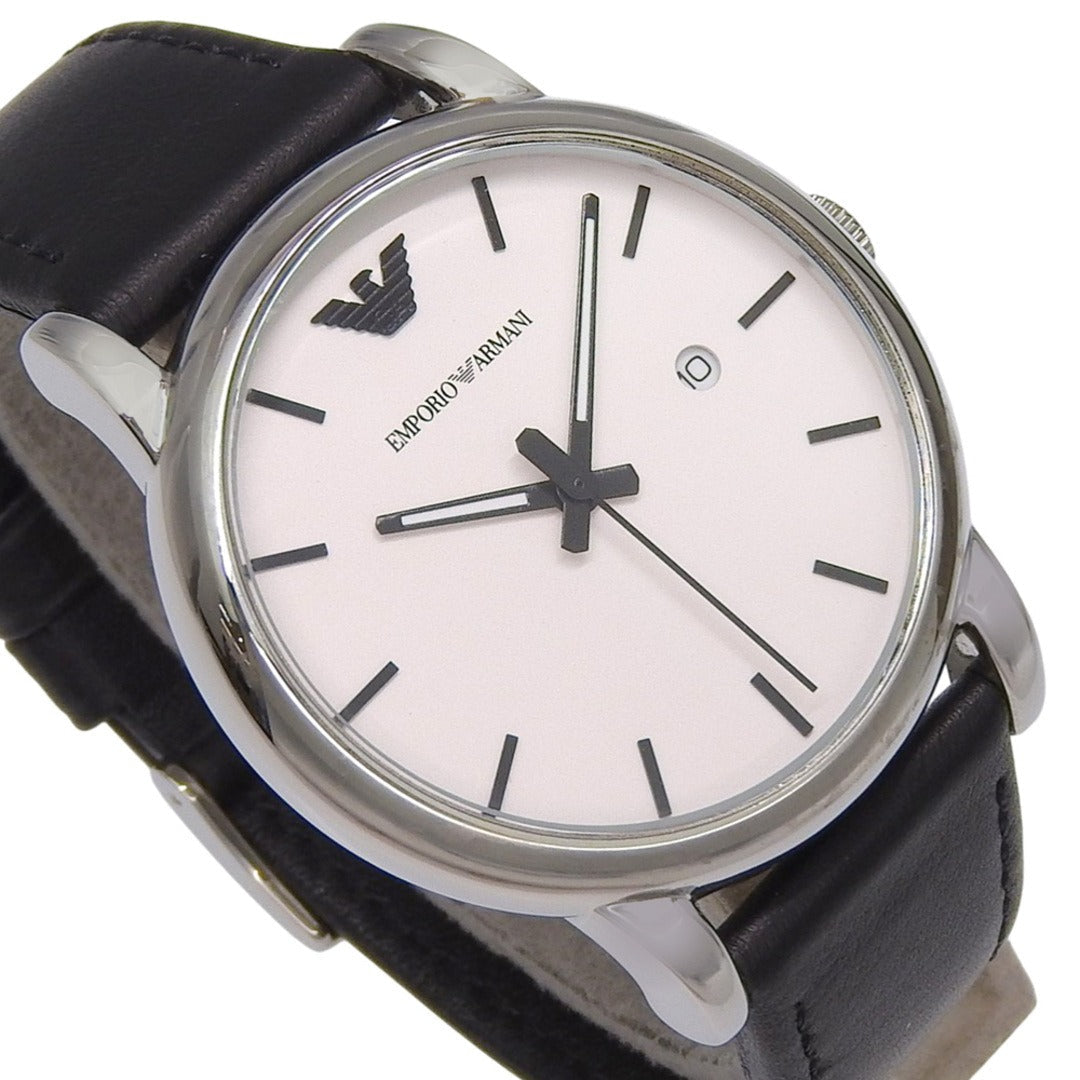 Emporio Armani Luigi White Dial Black Leather Strap Watch for Men - AR1694